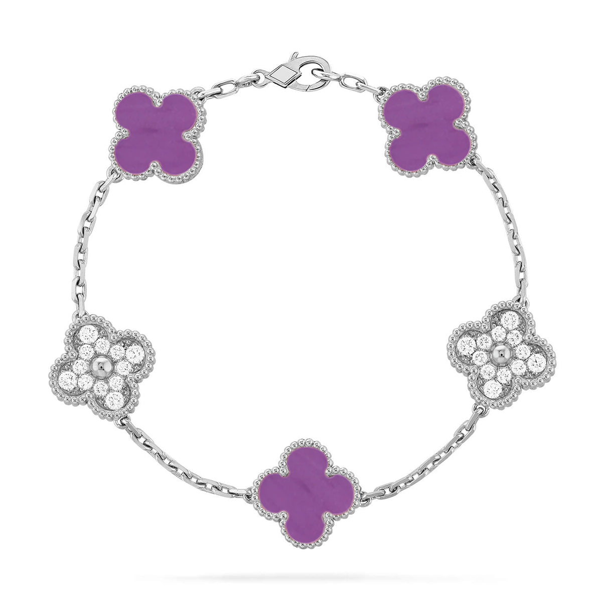 [Avelora]LUCKY CLOVER 5-MOTIF BRACELET - VIOLET COLLECTION
