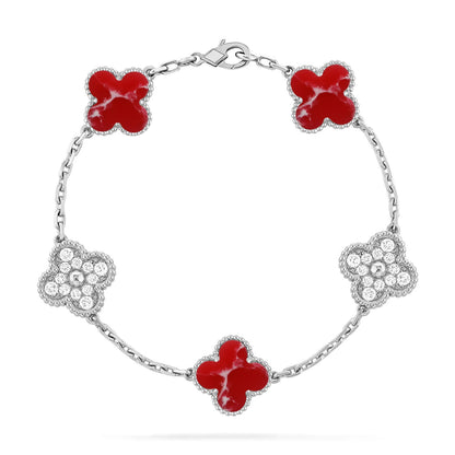 [Avelora]LUCKY CLOVER 5-MOTIF BRACELET - RED LARIMAR COLLECTION