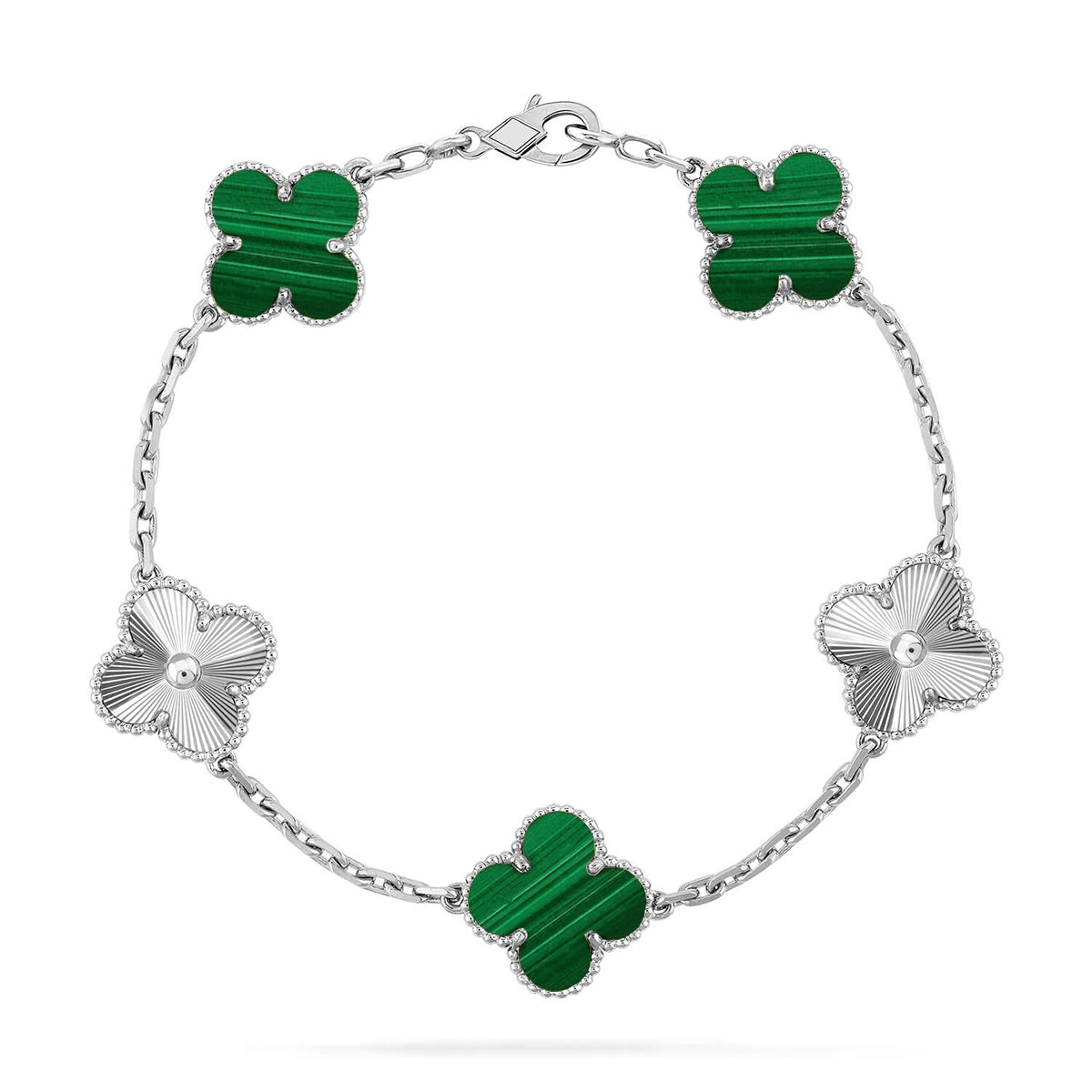 [Avelora]LUCKY CLOVER 5-MOTIF BRACELET - MALACHITE COLLECTION