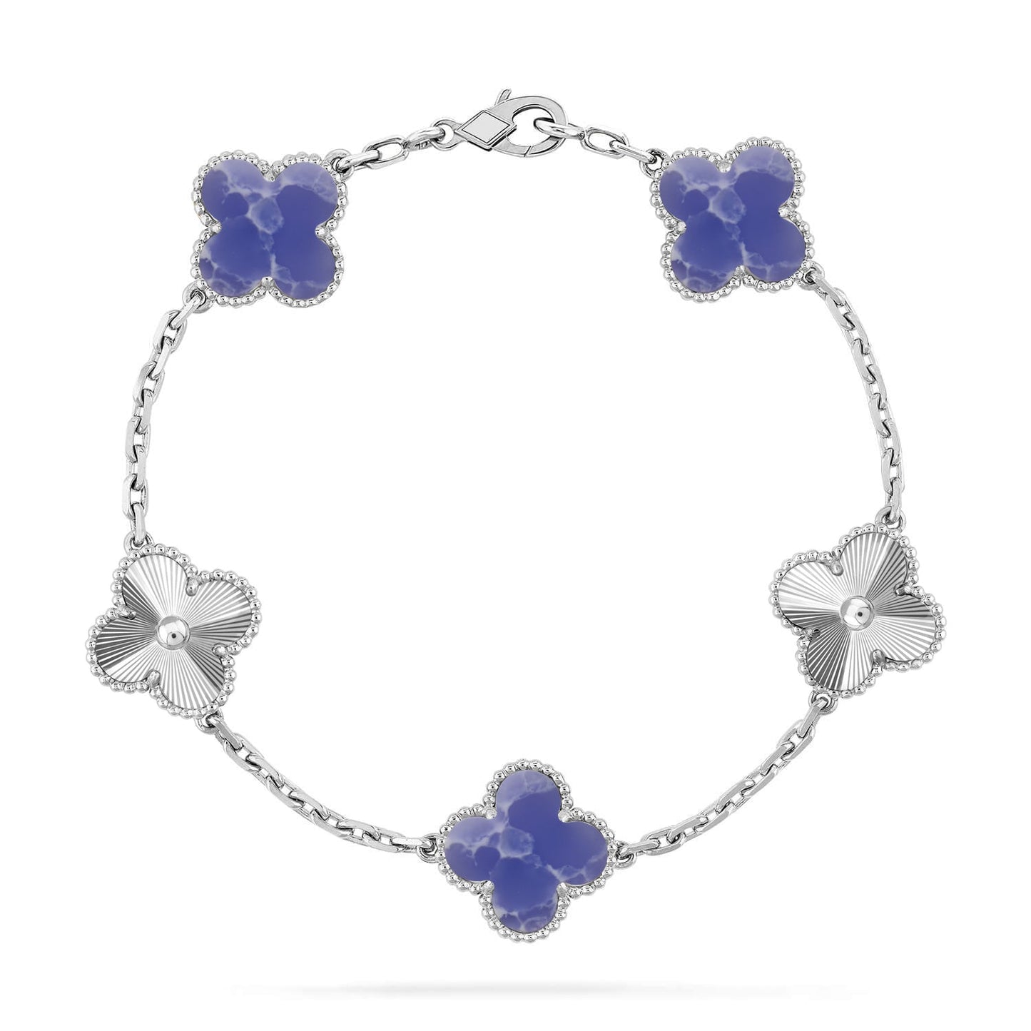 [Avelora]LUCKY CLOVER 5-MOTIF BRACELET - BLUE LARIMAR COLLECTION