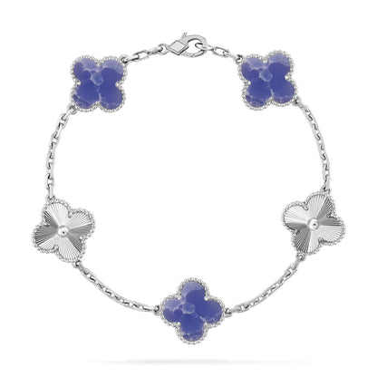 [Avelora]LUCKY CLOVER 5-MOTIF BRACELET - BLUE LARIMAR COLLECTION
