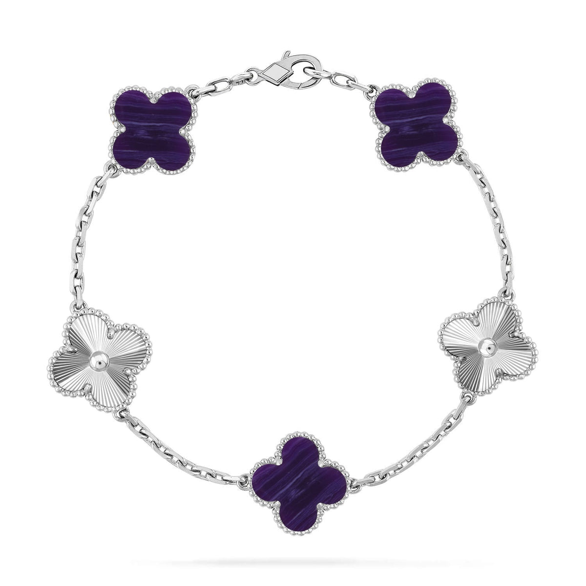 [Avelora Jewelry ]CLOVER 5 MOTIF PURPLE STRIPES BRACELET COLLECTION