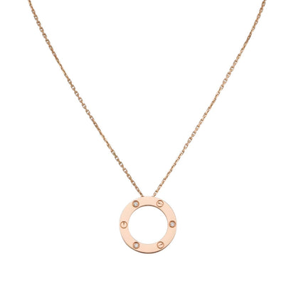 [Avelora]LOVE LARGE CIRCULAR PENDANT 3-DIAMOND NECKLACE