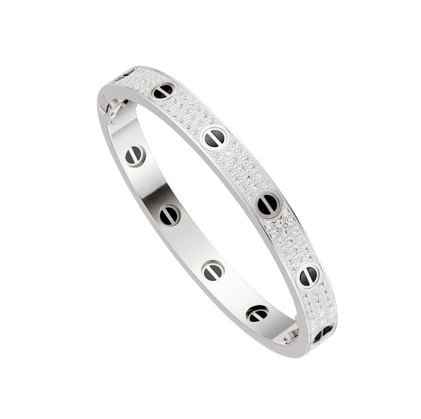 [Avelora]CLASSIC 6.1MM LOVE BANGLE - DIAMOND PAVÉ & BLACK CERAMIC