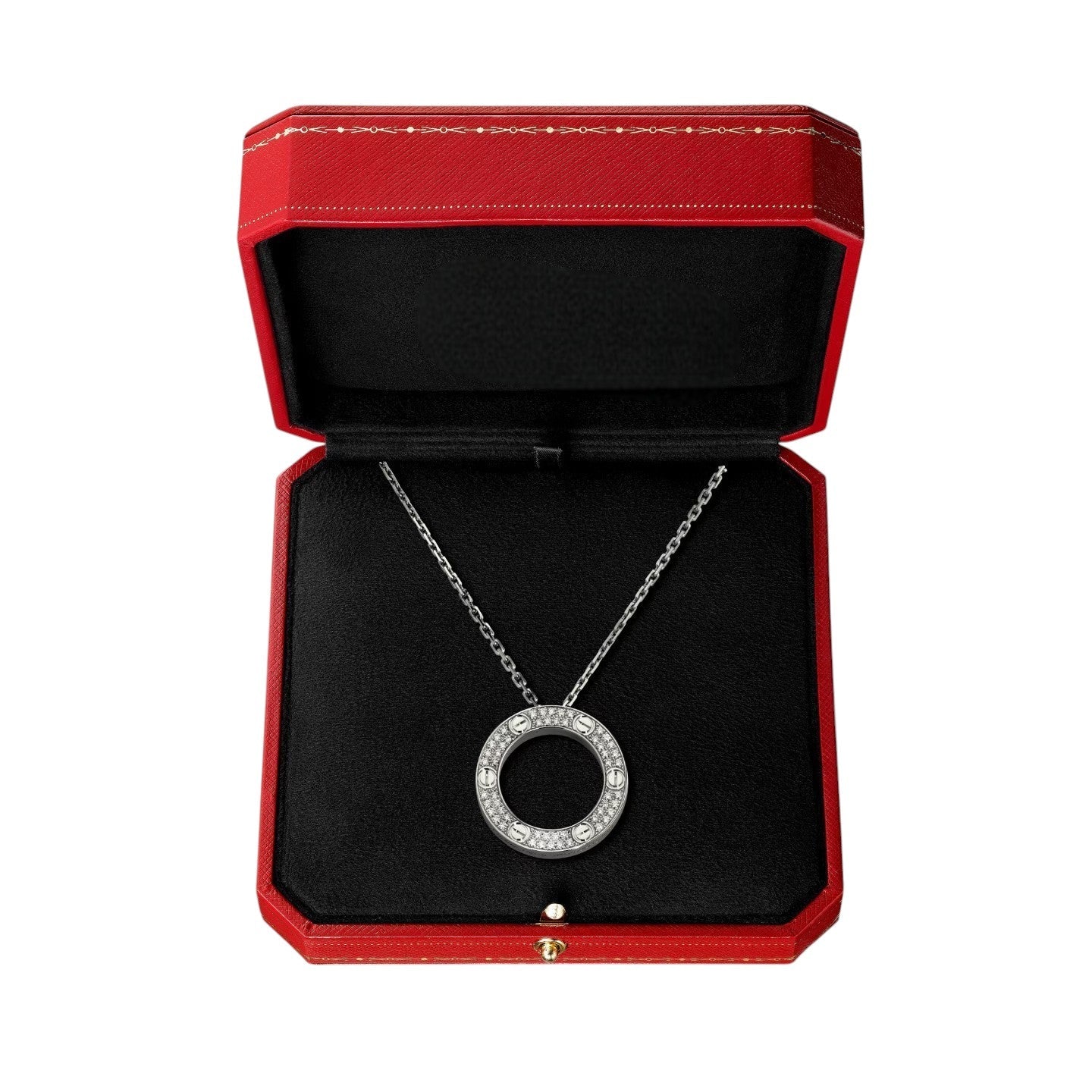 [Avelora]LOVE LARGE CIRCULAR PENDANT FULL-PAVÉ DIAMOND NECKLACE