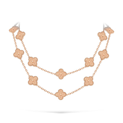 [Avelora]CLASSIC 20-MOTIF LUCKY CLOVER LONG NECKLACE ROSE GOLD COLLECTION