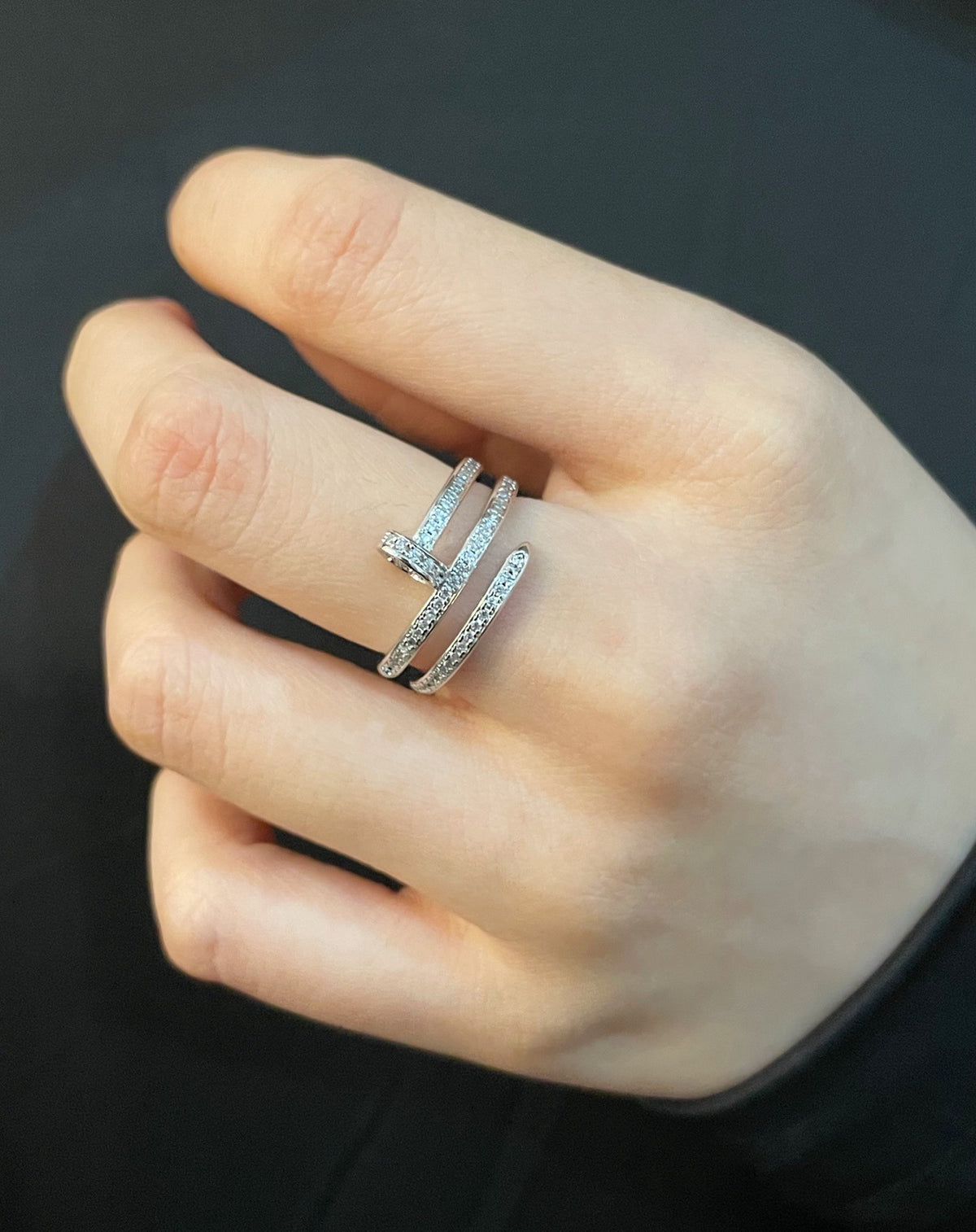[Avelora Jewelry ]LOVE Triple-Row Full Pave Nail Ring