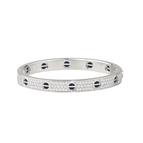 [Avelora]CLASSIC 6.1MM LOVE BANGLE - DIAMOND PAVÉ & BLACK CERAMIC