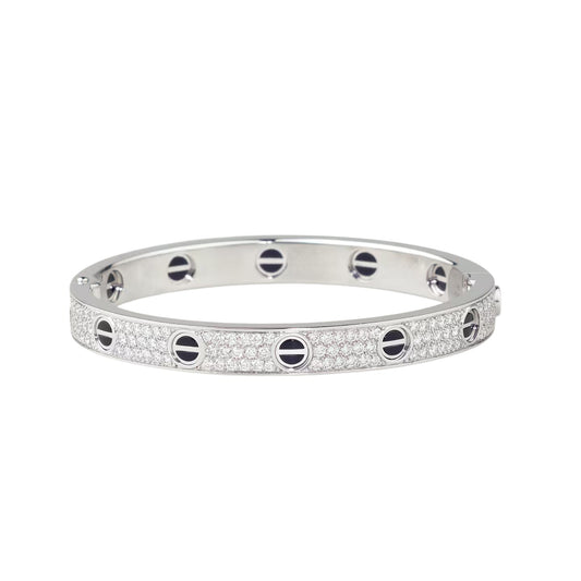 [Avelora]CLASSIC 6.1MM LOVE BANGLE - DIAMOND PAVÉ & BLACK CERAMIC