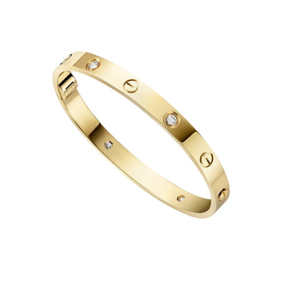 [Avelora]CLASSIC 6.1MM LOVE SINGLE-SCREW CLOSURE BANGLE - 4-DIAMOND