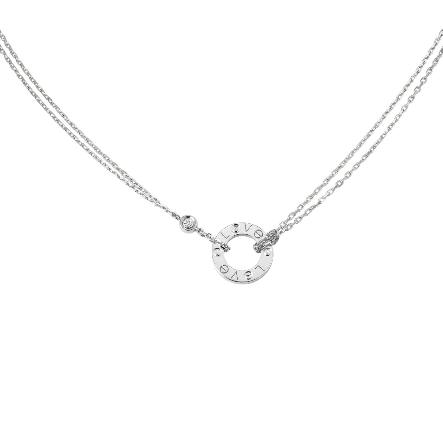 [Avelora]LOVE CIRCULAR PENDANT 2-DIAMOND NECKLACE