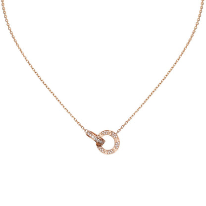 [Avelora]LOVE DOUBLE-RING PENDANT FULL-PAVÉ NECKLACE