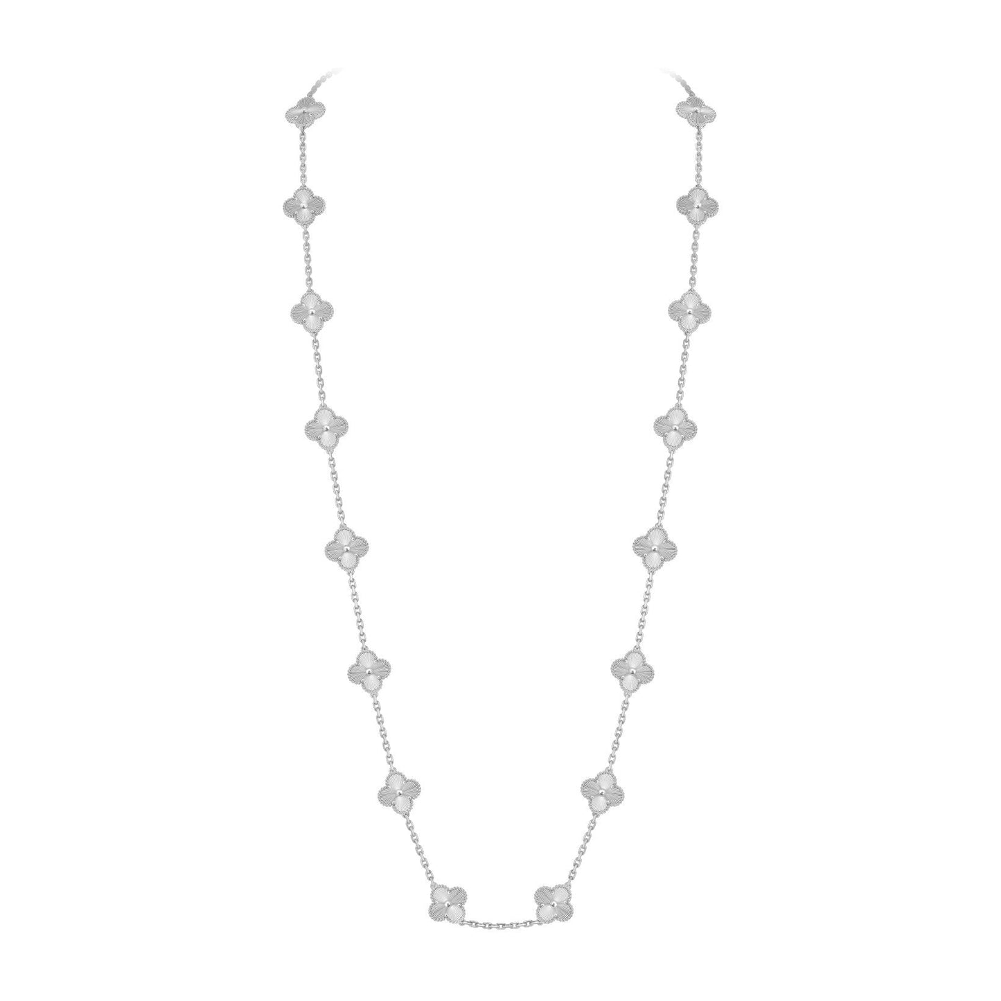[Avelora]CLASSIC 20-MOTIF LUCKY CLOVER LONG NECKLACE WHITE GOLD COLLECTION