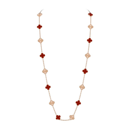 [Avelora]CLASSIC 20-MOTIF LUCKY CLOVER LONG NECKLACE ROSE GOLD COLLECTION