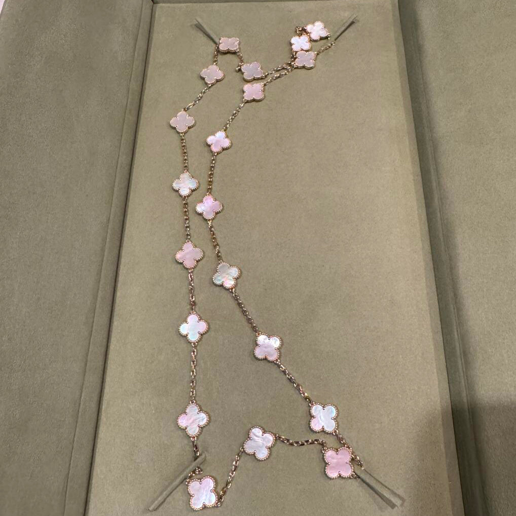 [Avelora Jewelry ]CLOVER 20 MOTIFS PINK MOP NECKLACE