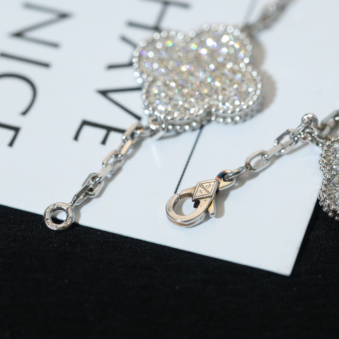 [Avelora Jewelry ]CLOVER BRACELET 5 MOTIF SILVER DIAMOND PAVED