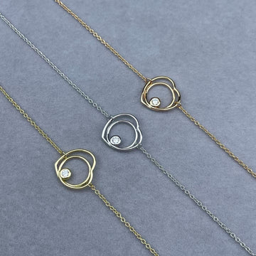 [Avelora Jewelry]HOLLOW HEART SINGLE DIAMOND BRACELET