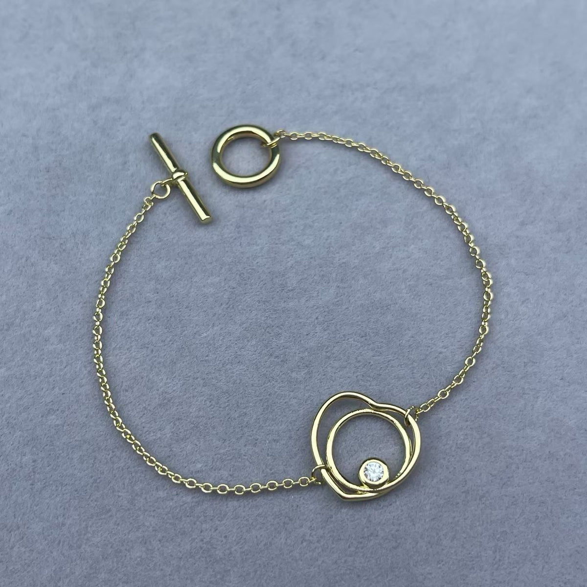 [Avelora Jewelry]HOLLOW HEART SINGLE DIAMOND BRACELET