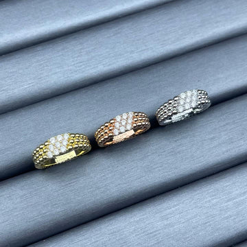 [Avelora Jewelry]NARROW BEADED RING WITH DIAMONDS