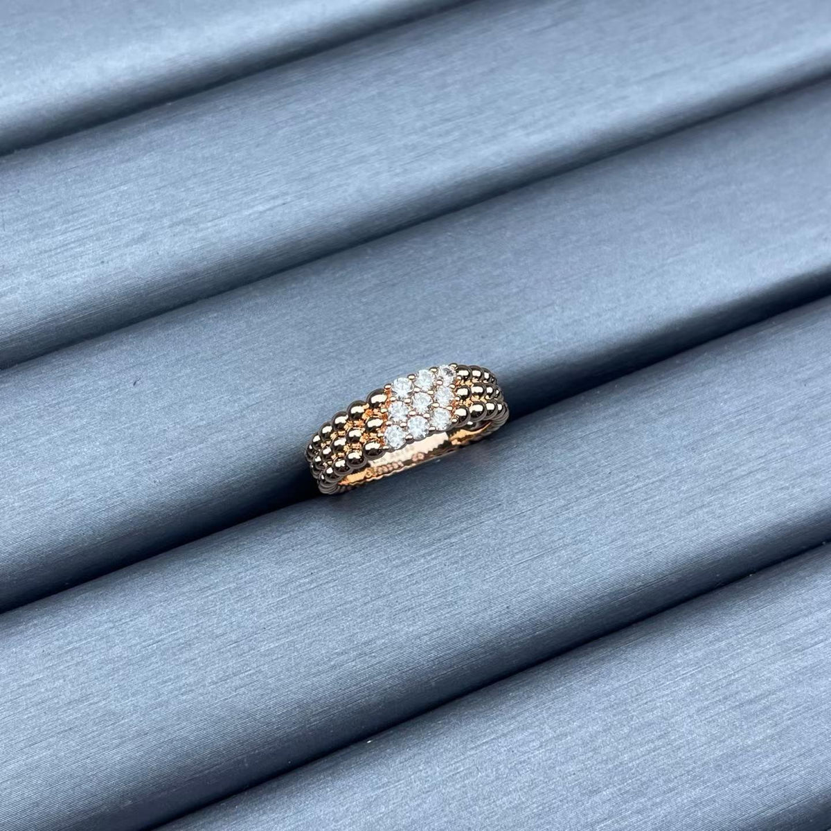 [Avelora Jewelry]NARROW BEADED RING WITH DIAMONDS