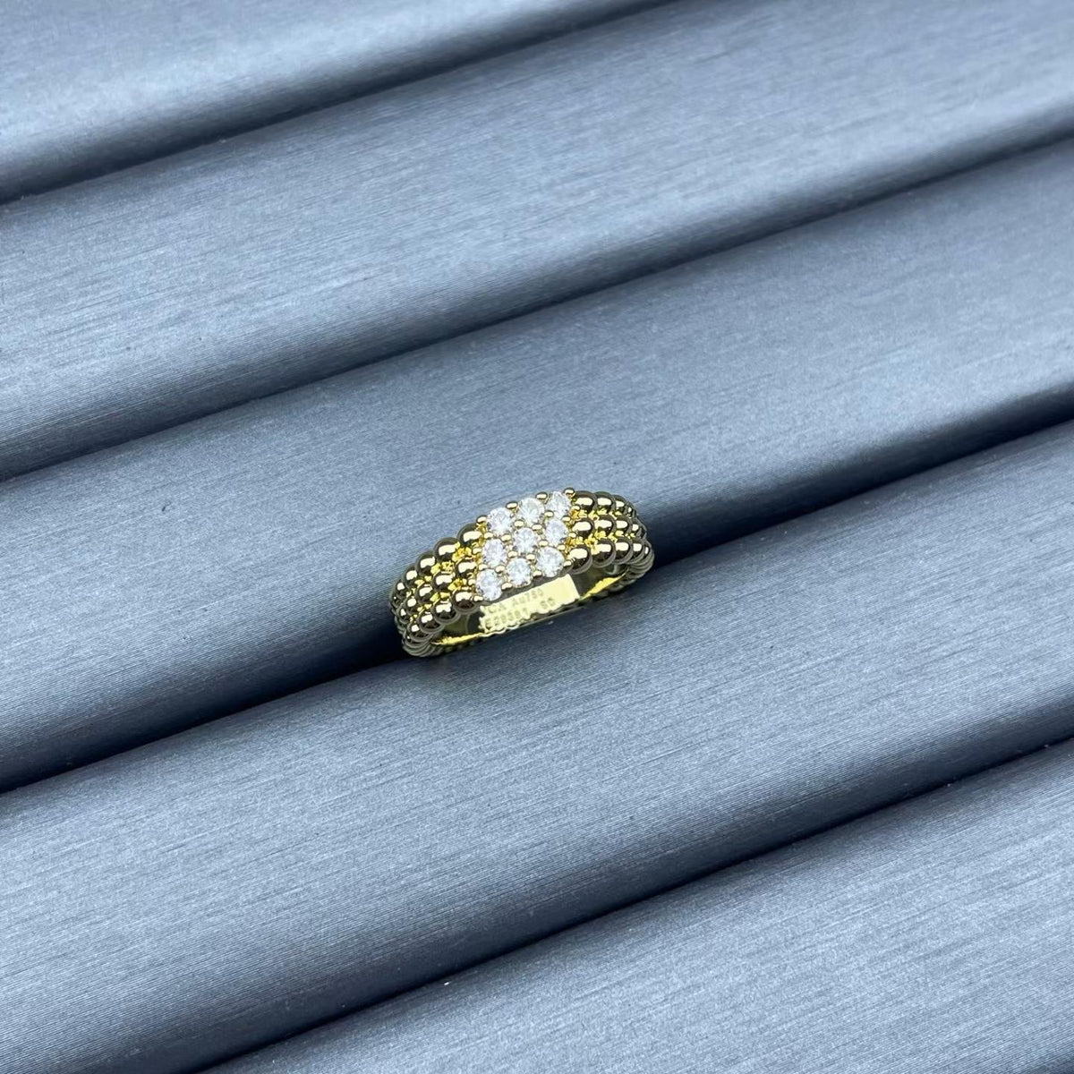 [Avelora Jewelry]NARROW BEADED RING WITH DIAMONDS