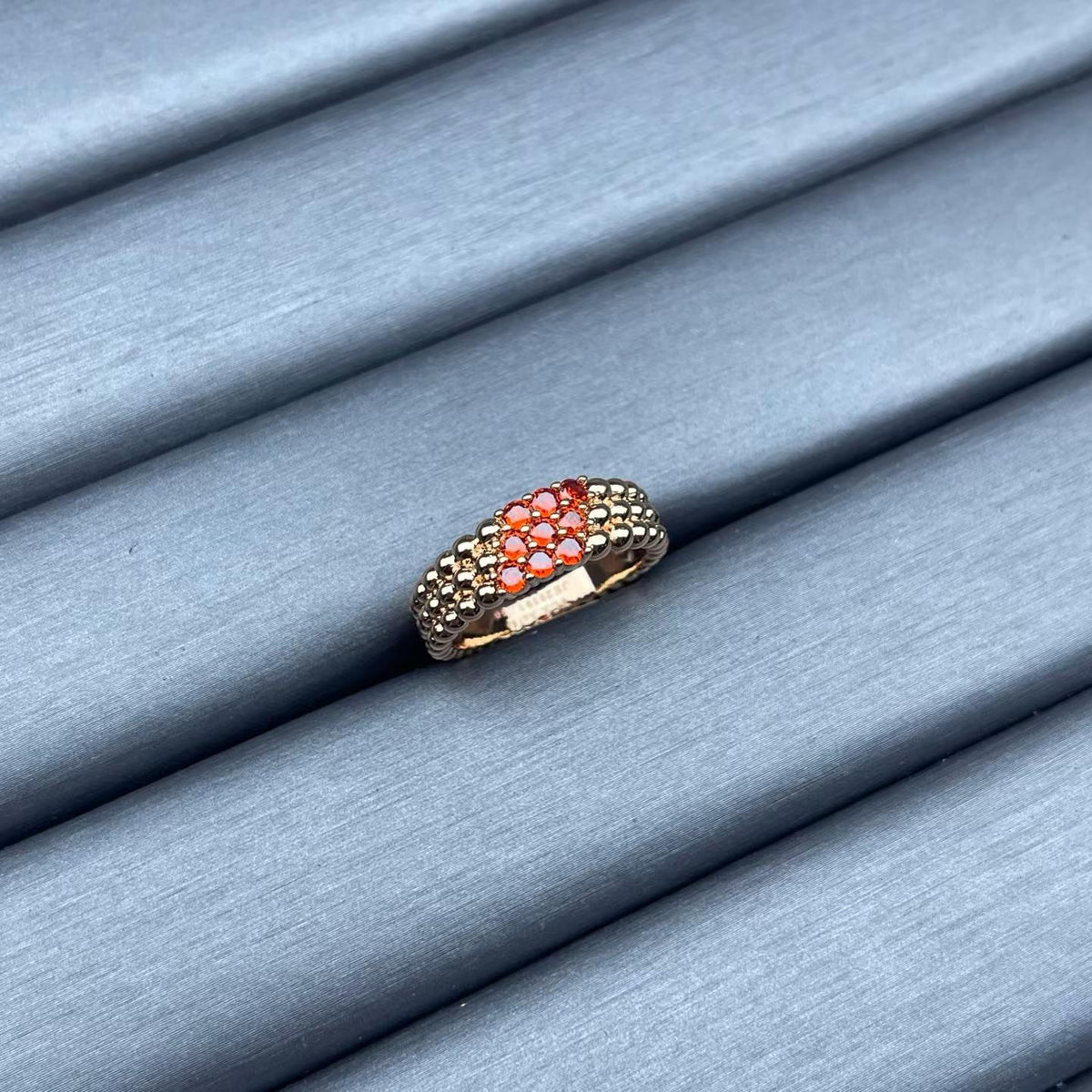 [Avelora Jewelry]NARROW BEADED RING WITH DIAMONDS