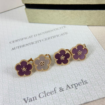 [Avelora Jewelry]NEW PURPLE PLUM FRAGRANCE PLUM BLOSSOM GOLD EARRINGS