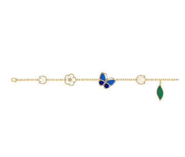 [Avelora Jewelry ]LUCKY SPRING GOLD BLUESTONE WHITE MOTHER-OF-PEARL BRACELET