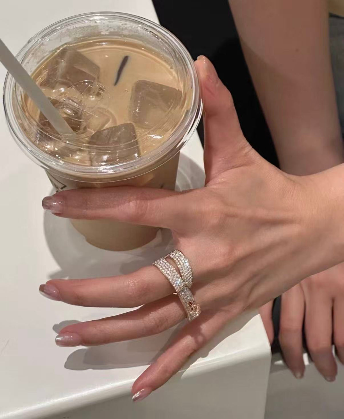 [Avelora Jewelry]NEW STYLE FULL CIRCLE DOUBLE DIAMOND RING