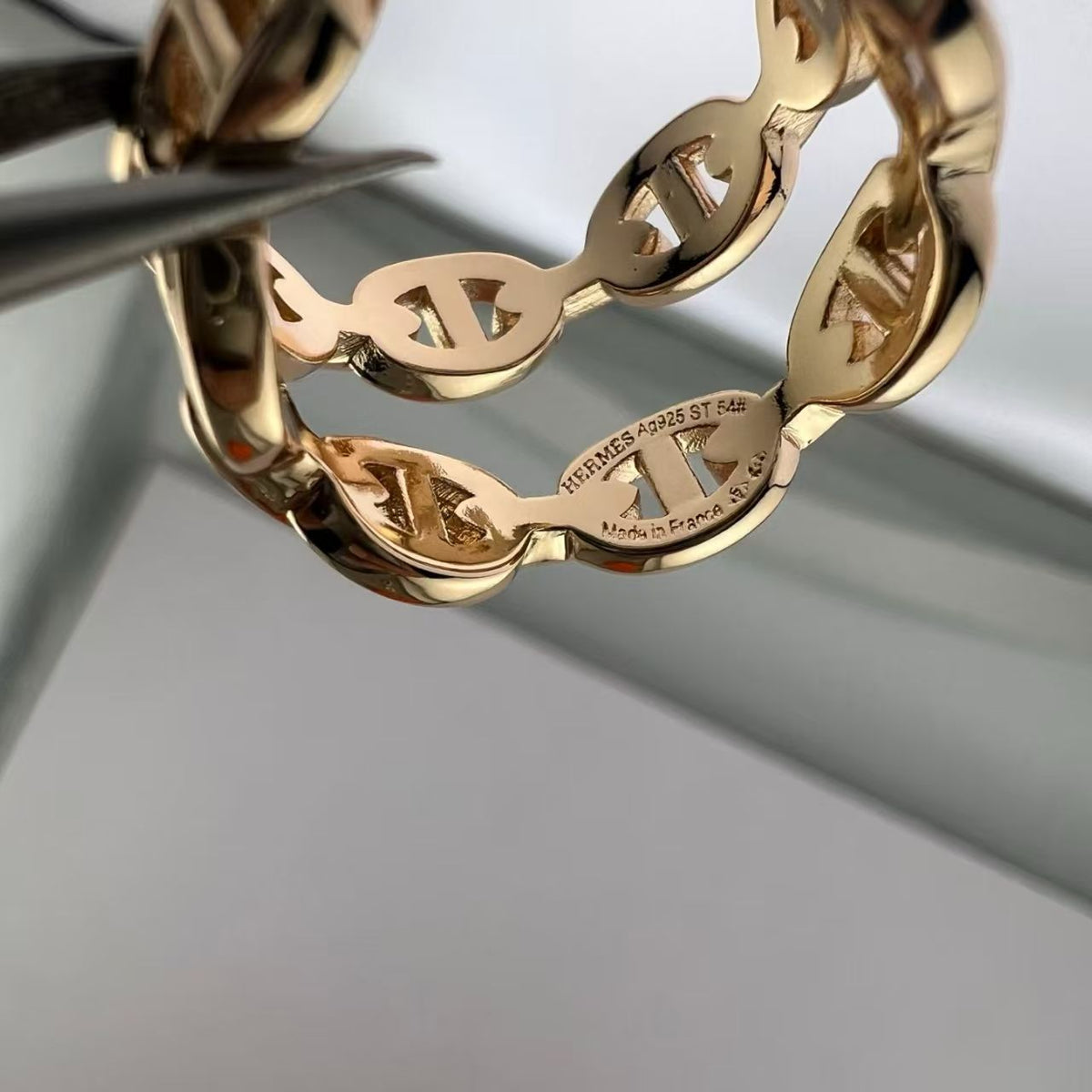 [Avelora Jewelry]GLOSSY FINISH SQUARE COMBINATION DOUBLE-LAYER PIG NOSE RING