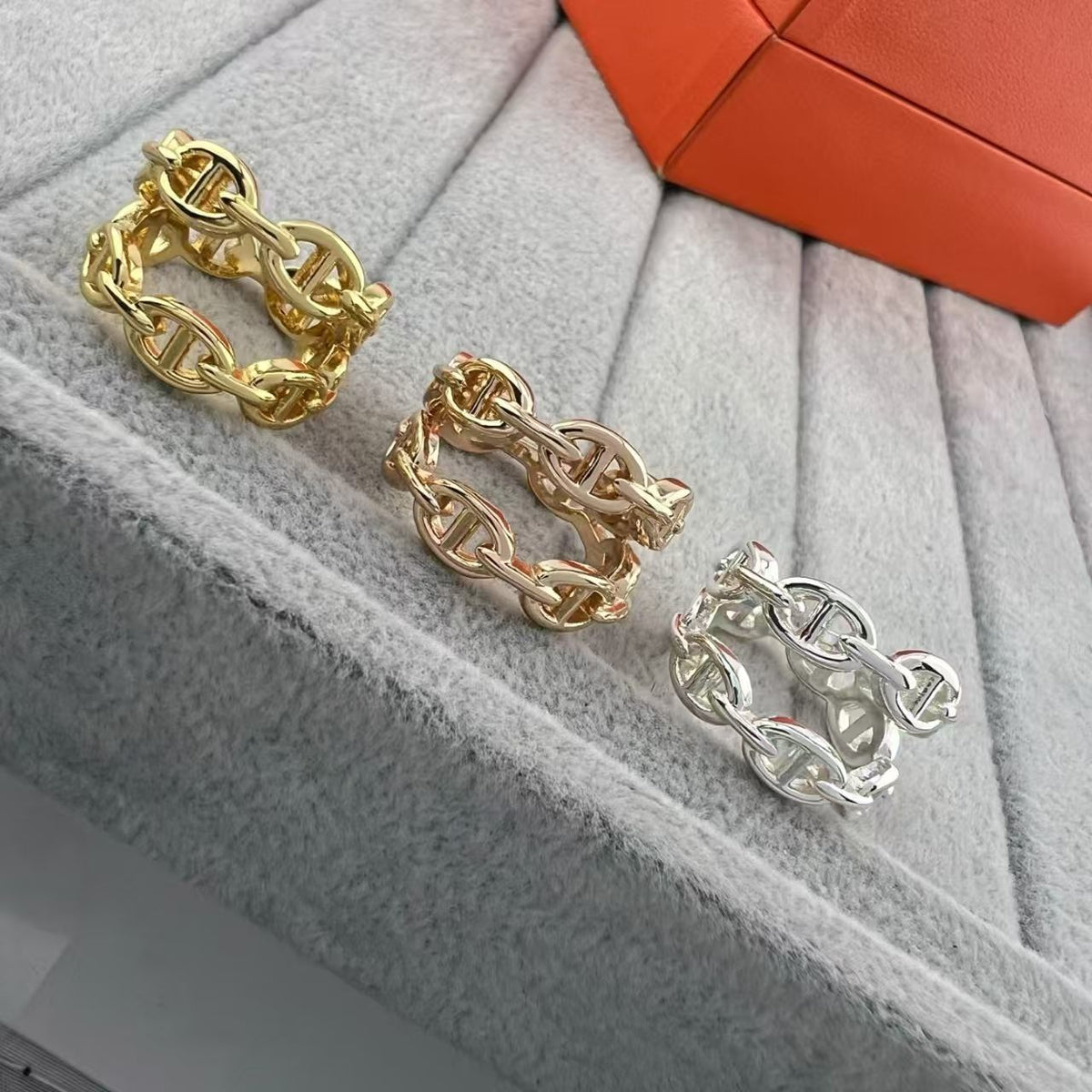 [Avelora Jewelry]GLOSSY FINISH SQUARE COMBINATION DOUBLE-LAYER PIG NOSE RING