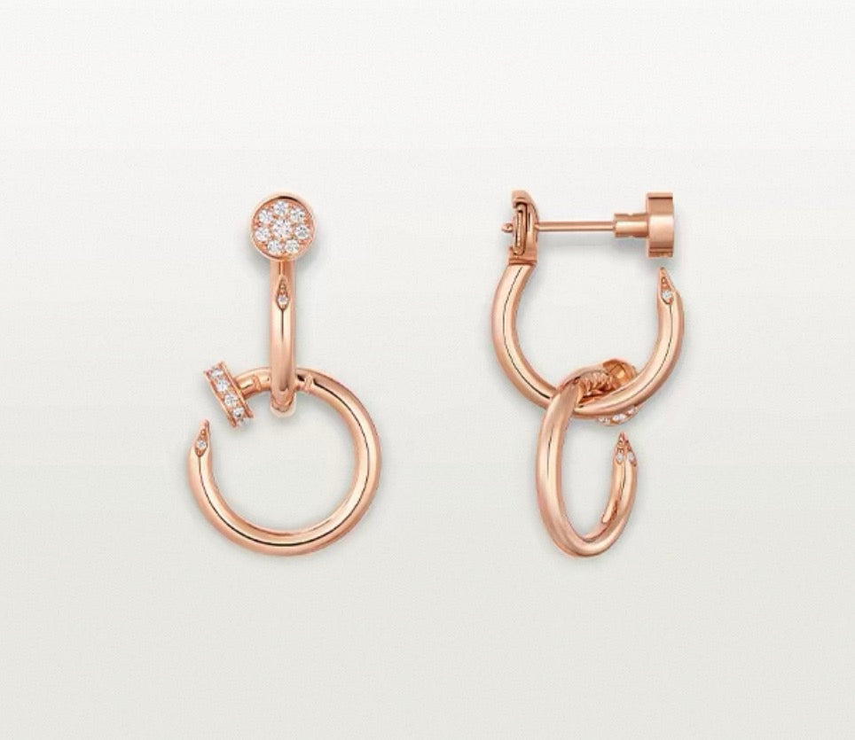 [Avelora Jewelry]NAIL COLLECTION DIAMOND SET DOUBLE HOOP EARRINGS
