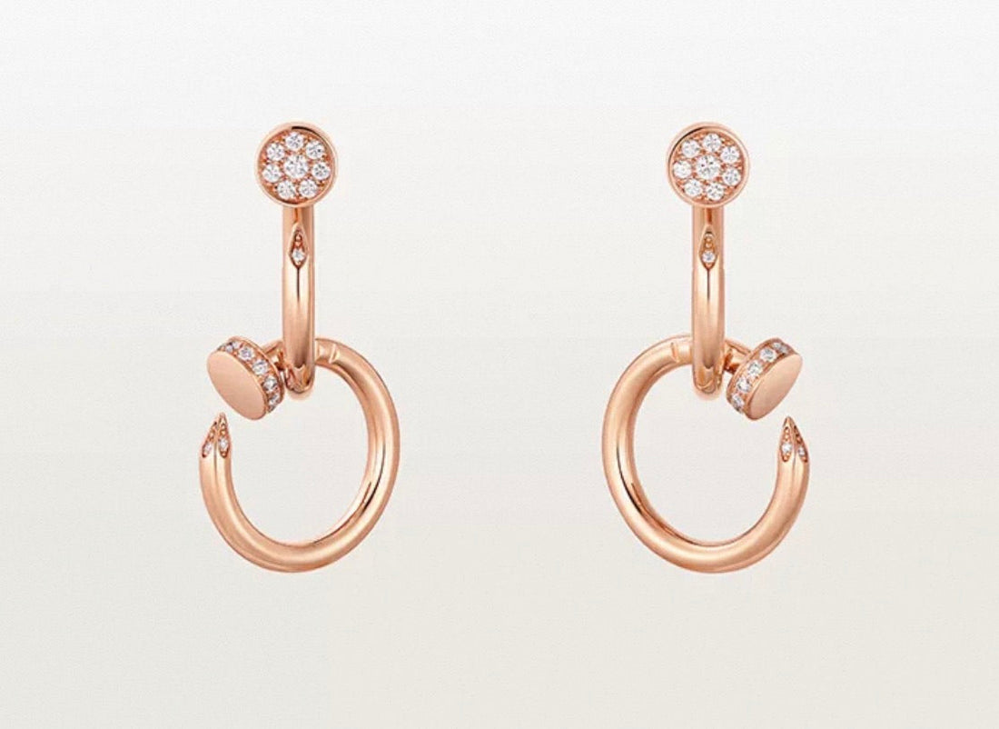 [Avelora Jewelry]NAIL COLLECTION DIAMOND SET DOUBLE HOOP EARRINGS