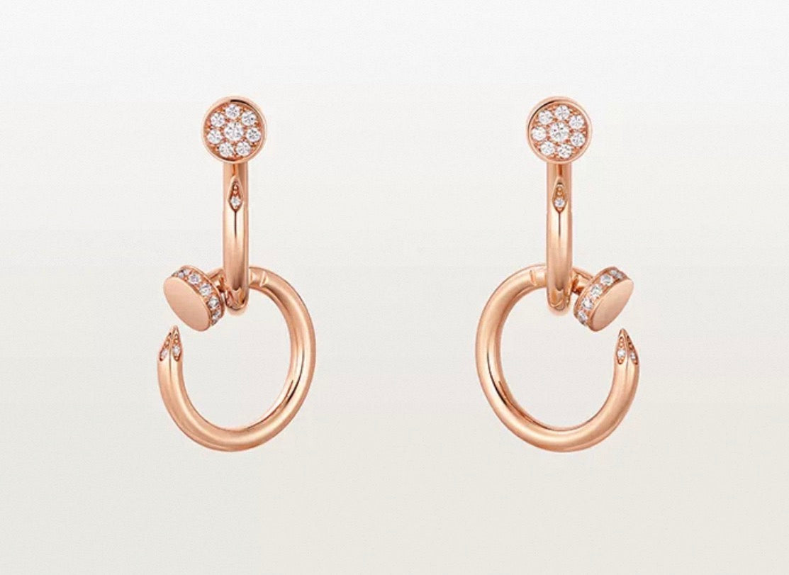 [Avelora Jewelry]NAIL COLLECTION DIAMOND SET DOUBLE HOOP EARRINGS