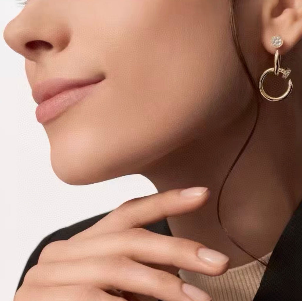 [Avelora Jewelry]NAIL COLLECTION DIAMOND SET DOUBLE HOOP EARRINGS