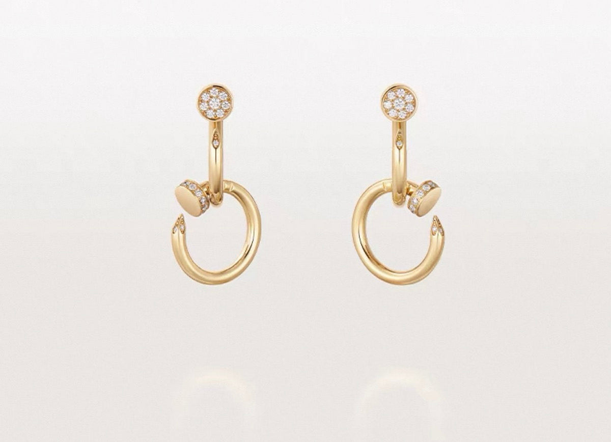 [Avelora Jewelry]NAIL COLLECTION DIAMOND SET DOUBLE HOOP EARRINGS