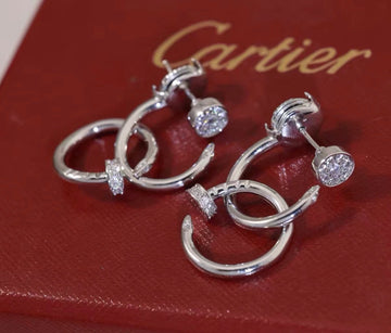 [Avelora Jewelry]NAIL COLLECTION DIAMOND SET DOUBLE HOOP EARRINGS