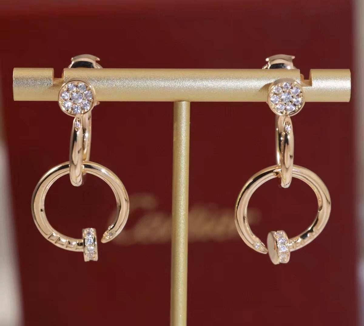 [Avelora Jewelry]NAIL COLLECTION DIAMOND SET DOUBLE HOOP EARRINGS