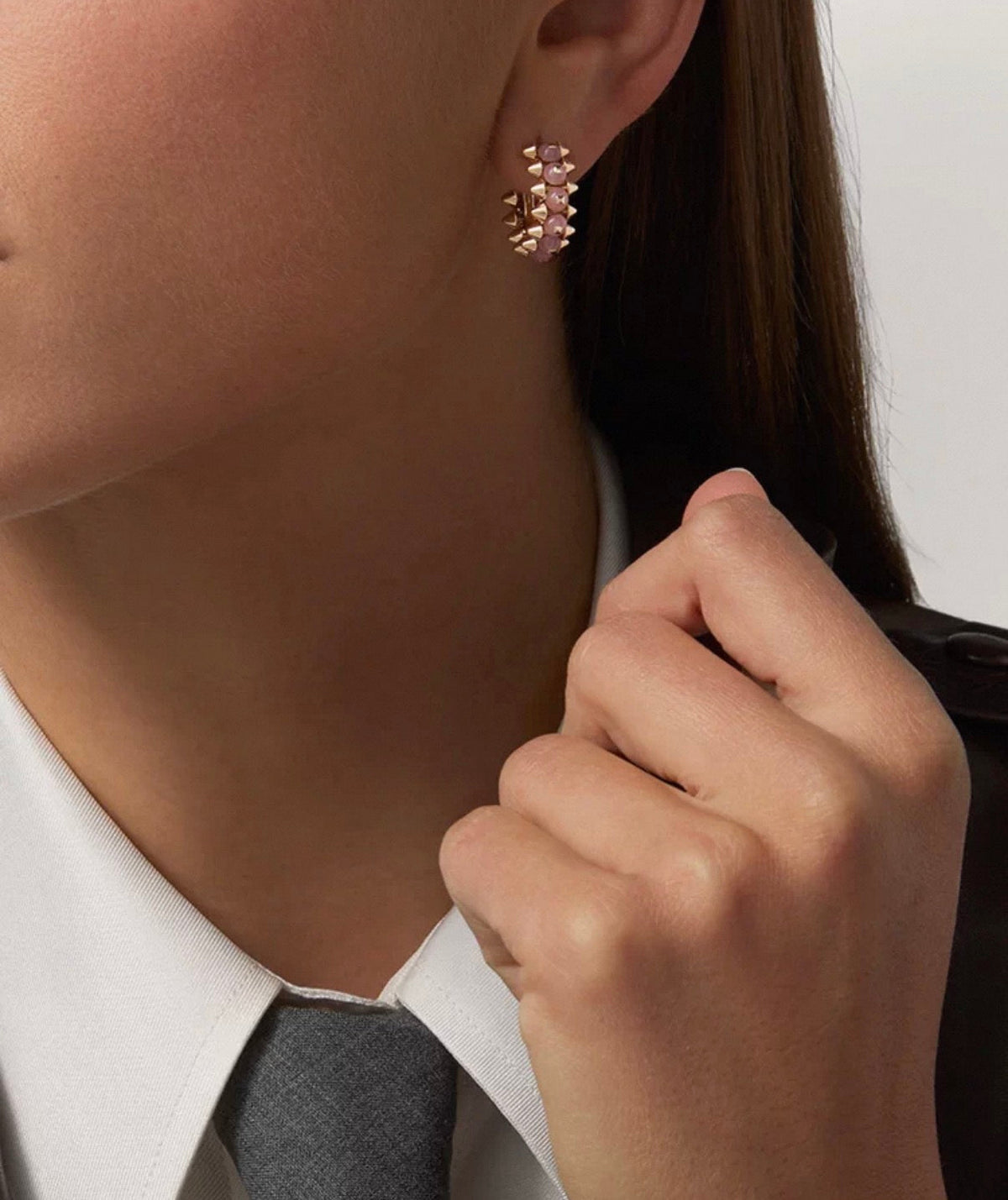 [Avelora Jewelry]CLASH COLLECTION AGATE CHALCEDONY STUD EARRINGS