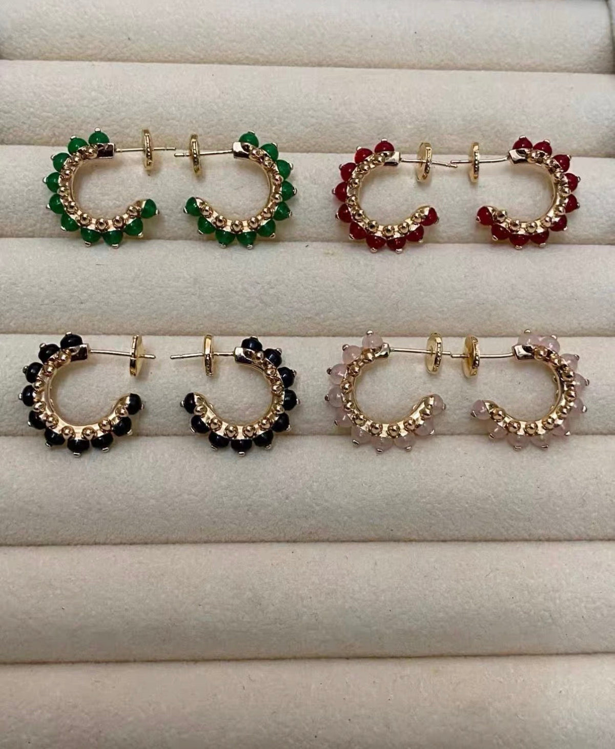 [Avelora Jewelry]CLASH COLLECTION AGATE CHALCEDONY STUD EARRINGS