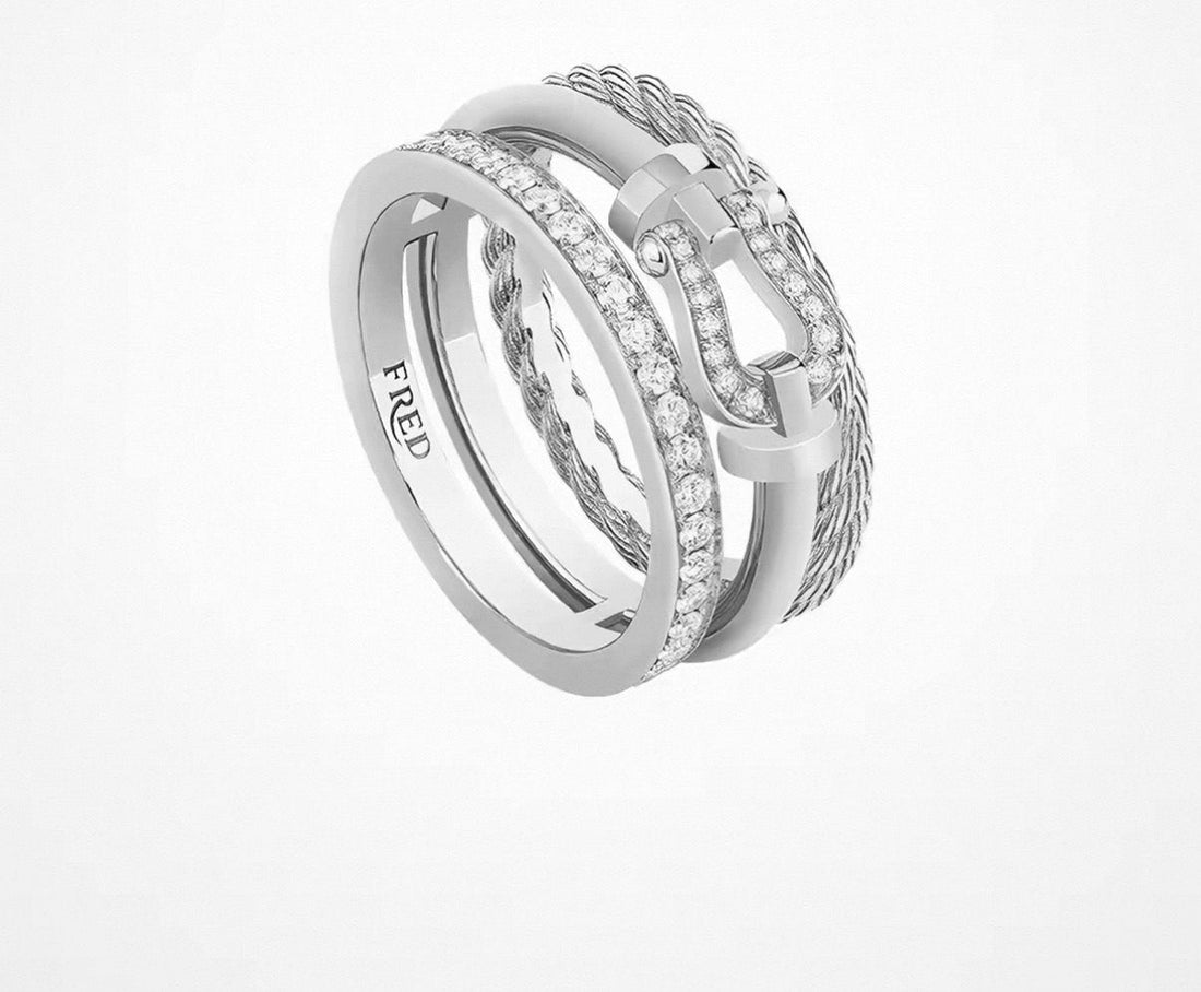 [Avelora Jewelry]FORCE 10 RISE SERIES LARGE-SIZED 18K GOLD HALF-SET DIAMOND RING