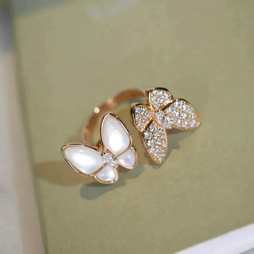 [Avelora Jewelry ]TWIN BUTTERFLY DIAMOND MOP RING