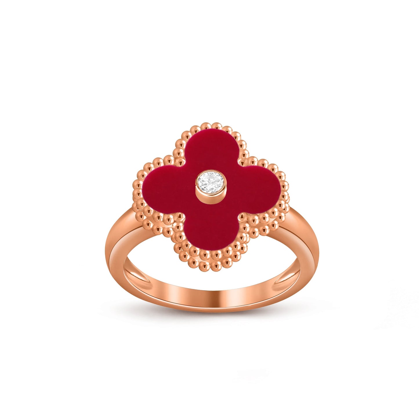 [Avelora]LUCKY CLOVER DIAMOND-ACCENT ROSE GOLD RING COLLECTION