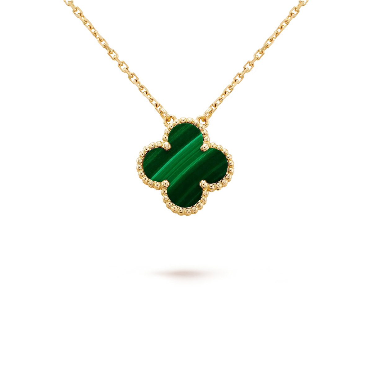 [Avelora Jewelry ]CLOVER 15MM MALACHITE SINGLE FLOWER  NECKLACE