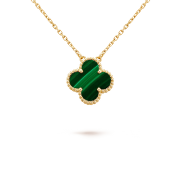 [Avelora Jewelry ]CLOVER 15MM MALACHITE SINGLE FLOWER  NECKLACE