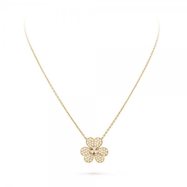 [Avelora]PAVÉ DIAMOND FLOWER CHARM NECKLACE