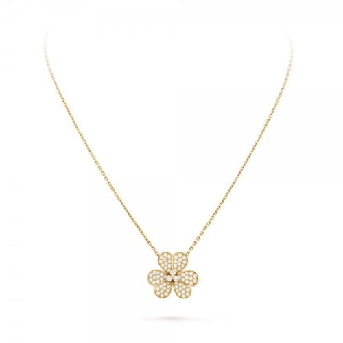 [Avelora]PAVÉ DIAMOND FLOWER CHARM NECKLACE