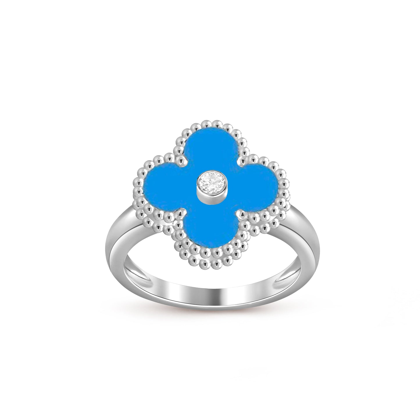 [Avelora]LUCKY CLOVER DIAMOND-ACCENT WHITE GOLD RING COLLECTION