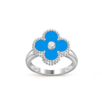 [Avelora]LUCKY CLOVER DIAMOND-ACCENT WHITE GOLD RING COLLECTION