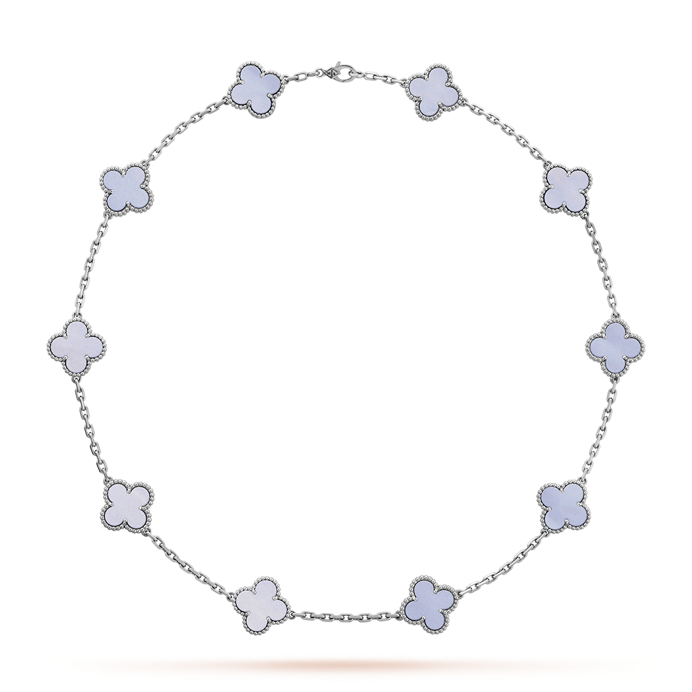 [Avelora Jewelry ]CLOVER 10 MOTIFS BLUE CHALCEDONY NECKLACE